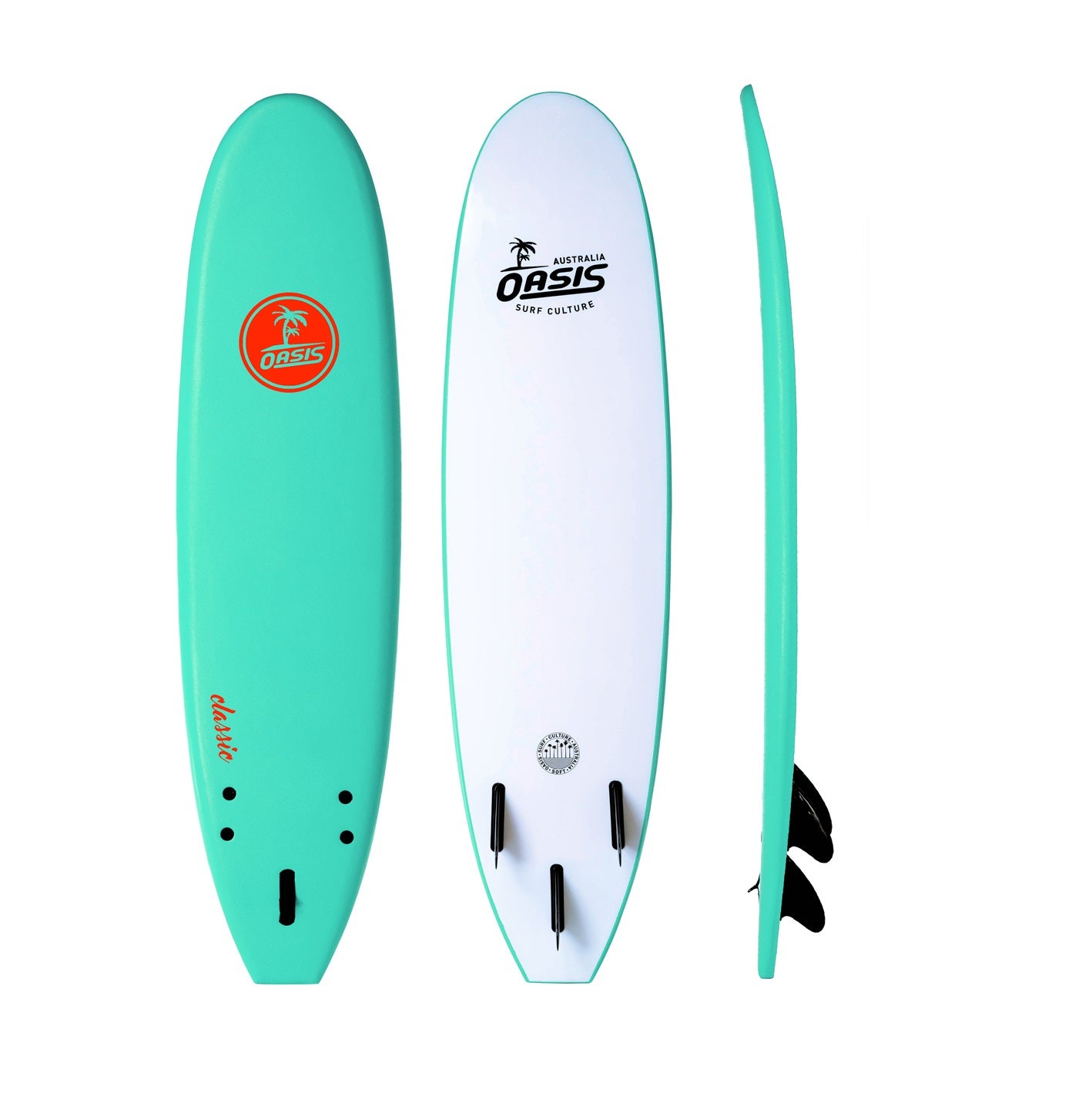 Oasis Classic Softboard 8'0 - Turquoise - Comes With Fins